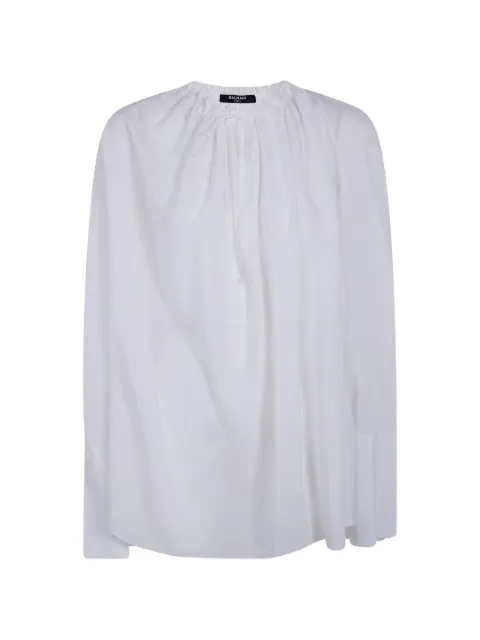 Balmain gathered-neck blouse White GF0IJ140SF47
