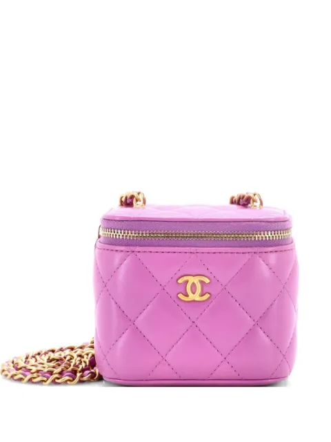 CHANEL Pre-Owned Pearl Crush Vanity Case with Chain Quilted Lambskin Mini clutch bag Purple 4LH30P2LEQF8M67R