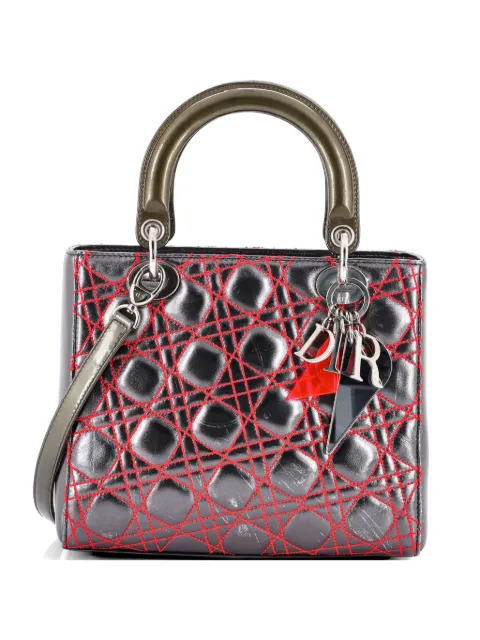 Christian Dior Pre-Owned Lady Dior Bag Anselm Reyle Cannage Quilt Leather Medium satchel Metallic 2F34SX02HQ5KPCR8