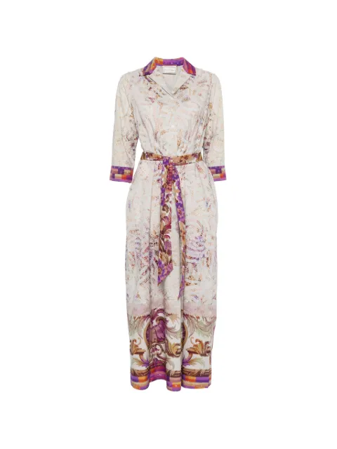 Pierre-Louis Mascia graphic-print belted midi shirtdress Grey DIOMEDESAB11899