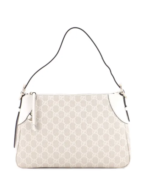 Gucci Pre-Owned Emblem GG Coated Canvas with Leather Medium shoulder bag Neutrals AN2KQE1VNM6S4XT1