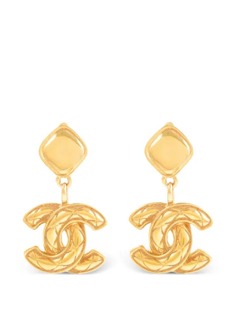 CHANEL Pre-Owned 1980 Interlocking CC earrings Gold ER026513