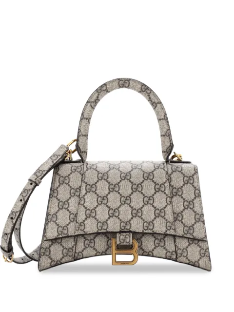 Gucci Pre-Owned x Balenciaga The Hacker Project Hourglass Top Handle Bag GG Coated Canvas Small shoulder bag Brown XXQ57DPD1GR7FZC1