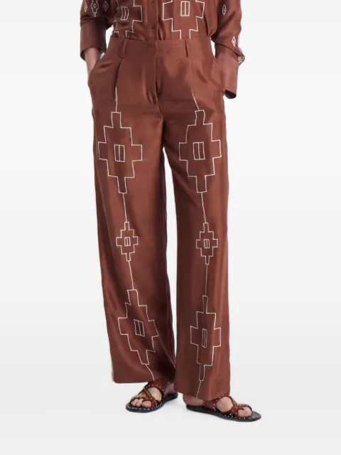 Maria Cher embroidered wide-leg trousers Brown 1713030
