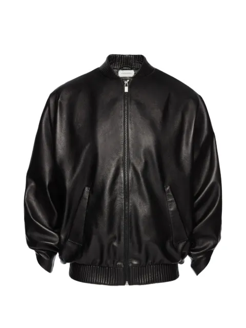 Magda Butrym ribbed-trim leather jacket Black 108426