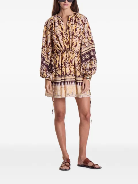 Maria Cher Delancey Vito graphic-print balloon-sleeve mini dress Yellow 1711345