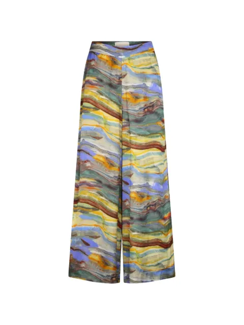 Carolina K marble-print palazzo pants Yellow 126SA02