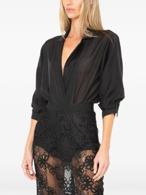 JBQ Marceline notched-collar wrap bodysuit Black T195142