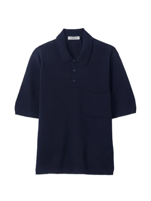 Johnstons of Elgin knitted polo shirt Blue KDA00771SD7674