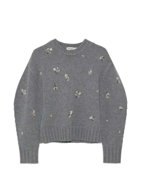 SIMKHAI crystal-embellished floral-motif sweater Grey 5252205KCRYSTAL