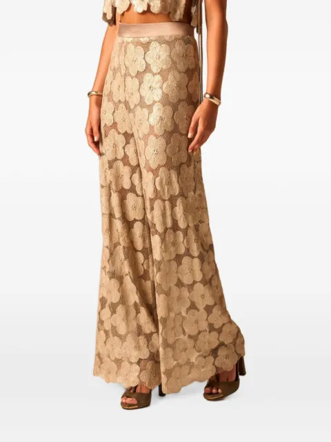 JBQ Dean floral-lace wide-leg trousers Neutrals P086173