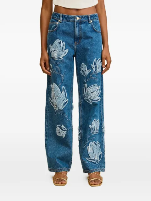 Cult Gaia floral-appliqué frayed jeans Blue DPT1155DN2915