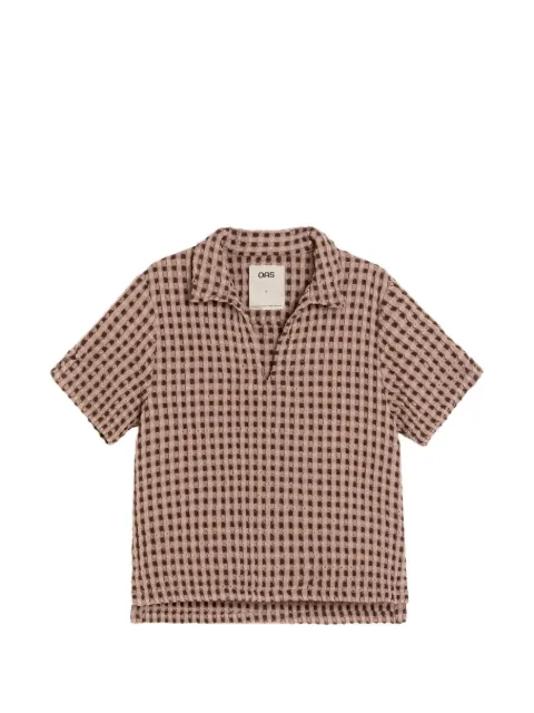 OAS Company check-pattern seersucker polo shirt Pink 750302