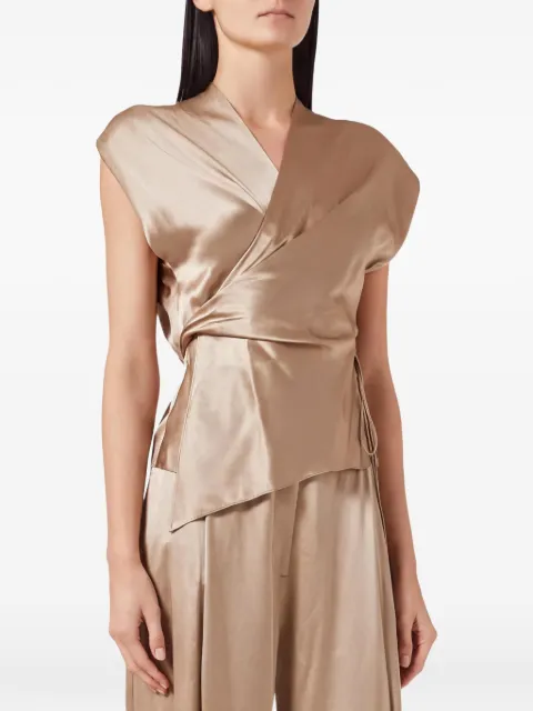 The Sei wrap-design sleeveless blouse Gold TS2177