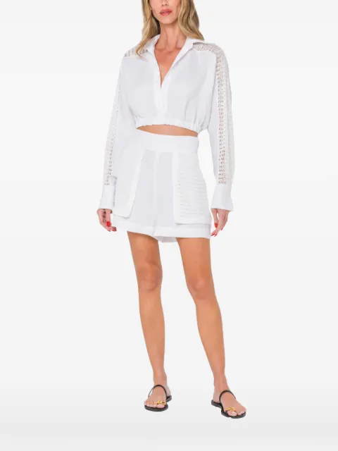 JBQ Elianne open-knit cropped blouse White T180037