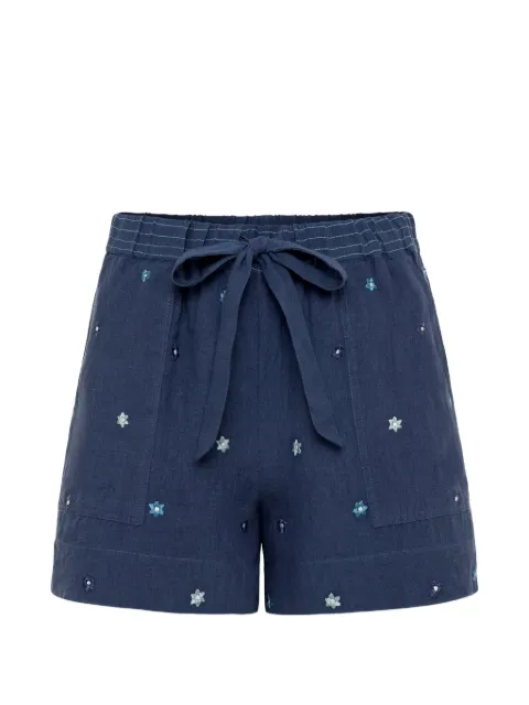 Carolina K floral-embroidered drawstring shorts Blue 325D13
