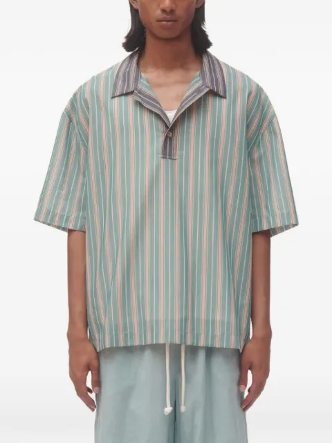 COMMAS striped short-sleeve cotton shirt Blue HS26H010999