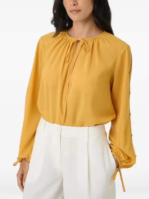 Toccin tie-neck gathered blouse Yellow TS6514T108