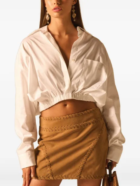 JBQ Emery fringe-detail cropped shirt White T23022