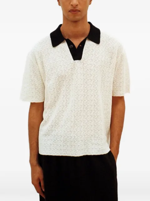 COMMAS perforated contrast-collar T-shirt Neutrals RS26K100002