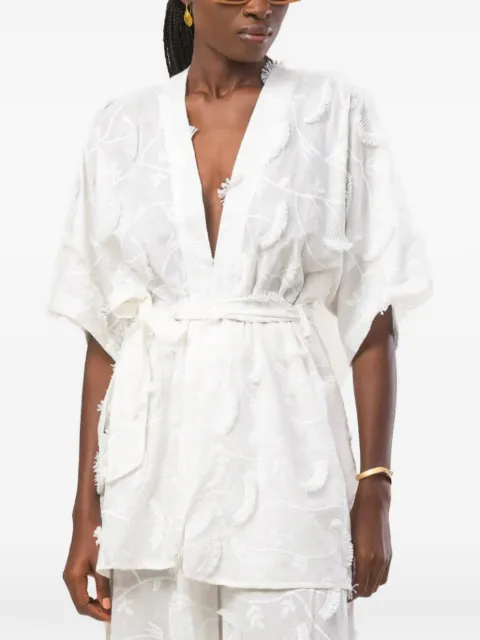 DIARRABLU Cabana embroidered fringed kimono White KCAB0KHE28WHT