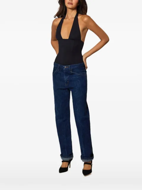 Kiki de Montparnasse halterneck plunging bodysuit Blue F251BD037