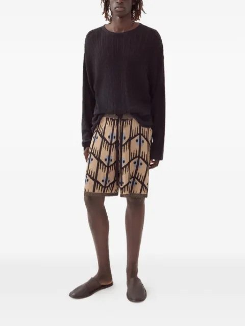 COMMAS geometric jacquard knitted shorts Neutrals W25C005