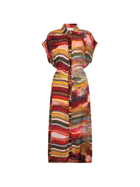 Carolina K Valerie marble-print belted dress Red 126SA25