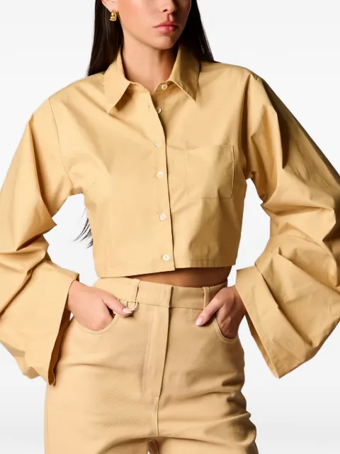 HEVRON Raquel cropped bell-sleeve shirt Neutrals RAQUELTOP