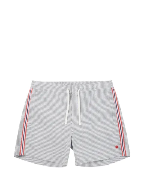 AMUNDSEN striped seersucker swim shorts White MSS791590