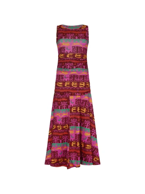 Carolina K graphic-print ruched dress Red 425S02