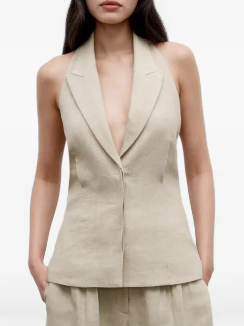TWP Kaitlyn halterneck backless vest Neutrals A516127W503