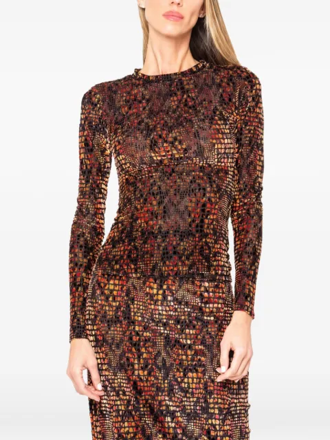 JBQ Hugo mosaic-print ruched top Brown T198152