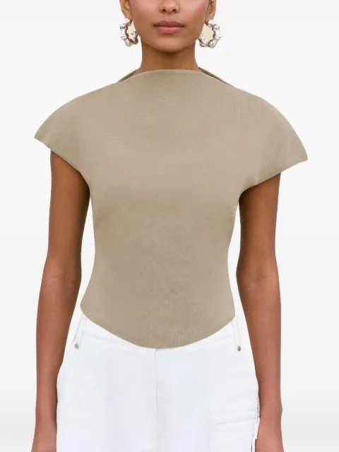 Cult Gaia Virginiana curved-hem cap-sleeve top Neutrals KT287268YV2418