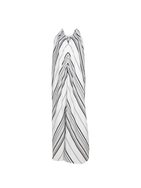 Marrakshi Life striped halterneck maxi dress White HS24004