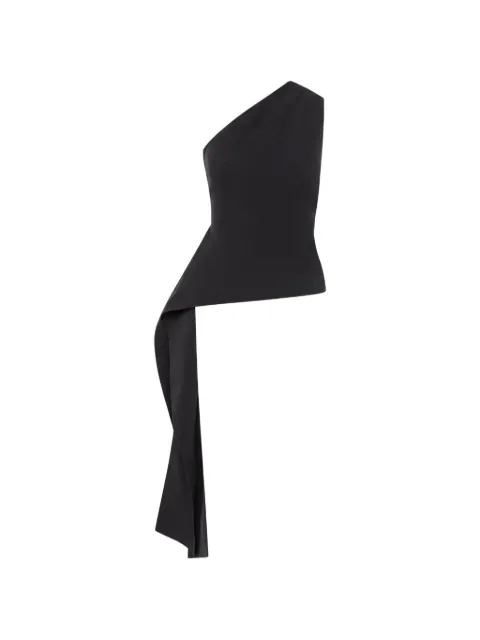St. Agni Asymm Origami one-shoulder draped top Black S25205BLK