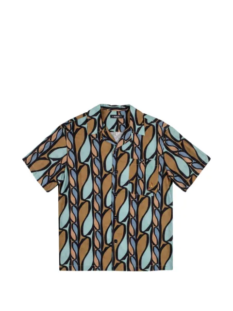 MOSSO SUN WEAR fish-print short-sleeve shirt Brown RCS01LY05N505