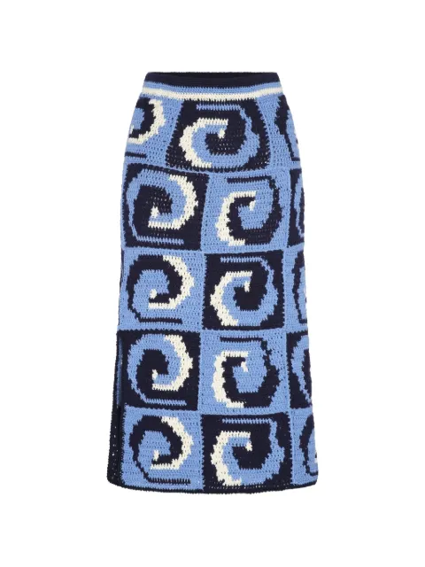 Carolina K spiral-pattern crochet-knit skirt Blue 325U03