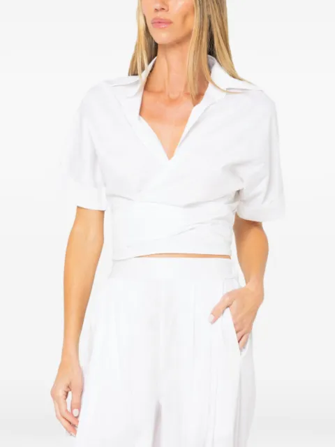JBQ wrap-around cropped blouse White WR001