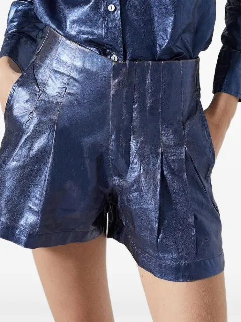 LANHTROPY Frida metallic pleated shorts Blue CM1325FDB