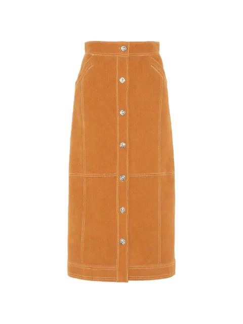 Barrie button-fastening midi skirt Brown C258552