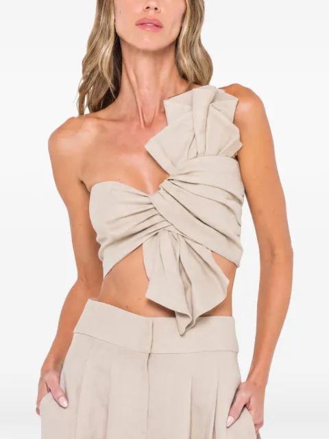 JBQ Oyster ruffled one-shoulder top Neutrals T138037