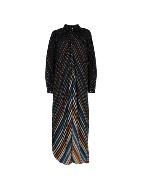 Marrakshi Life striped long-sleeve maxi dress Black C18097