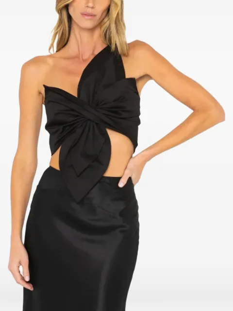 JBQ Orchid one-shoulder bow-detail top Black ORCH001