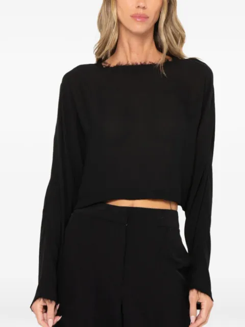 JBQ Anja raw-cut cropped top Black T051018