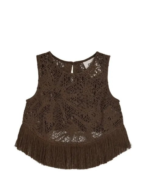 OAS Company Astrea Aurora crochet fringe-trim top Brown 751001