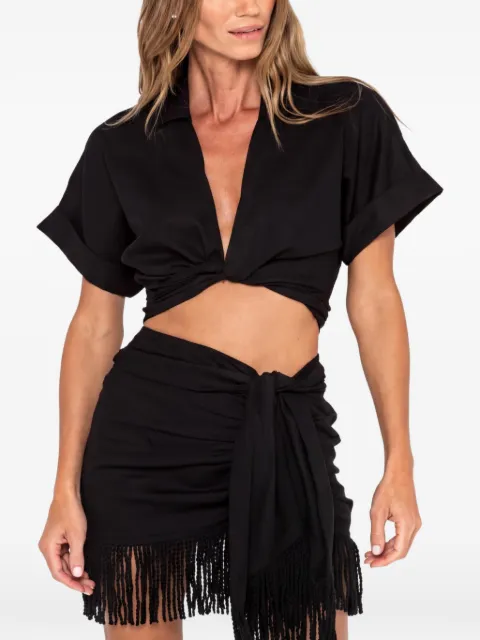 JBQ Chiara twist-detail crop top Black CH003