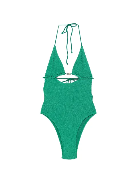 Bond-eye bead-embellished swimsuit Green BOUND673M