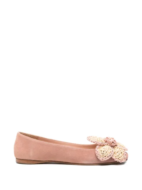 Paloma Barceló flower-appliqué ballet flats Pink 301501