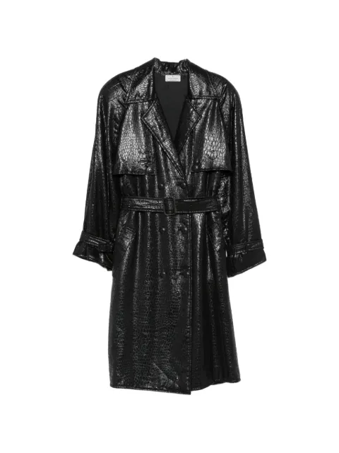 Valentino Garavani Pre-Owned 1980s snake-effect belted coat Black VA600AYM
